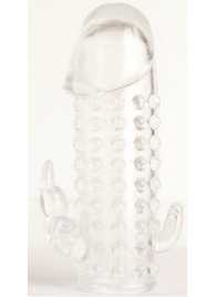 Гелевая прозрачная насадка с 2 отростками - 13 см. - Toyfa Basic - в Сызрани купить с доставкой