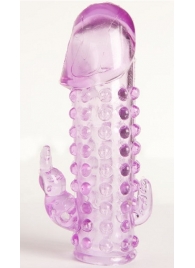 Закрытая фиолетовая насадка с 2 отростками - 13 см. - Toyfa Basic - в Сызрани купить с доставкой