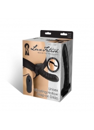 Чёрный полый страпон с вибрацией Unisex Vibrating Hollow Strap-On - 14 см. - Lux Fetish - купить с доставкой в Сызрани