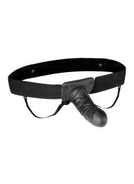 Чёрный полый страпон с вибрацией Unisex Vibrating Hollow Strap-On - 14 см. - Lux Fetish - купить с доставкой в Сызрани