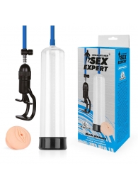 Прозрачная вакуумная помпа Sex Expert с насадкой-вагиной - Sex Expert - в Сызрани купить с доставкой