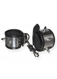 Серебристо-черные наручники с шипами и металлическим блеском - Sitabella - купить с доставкой в Сызрани