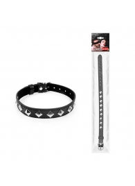 Черный ошейник с серебристыми ромбиками - Notabu - купить с доставкой в Сызрани