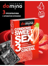 Презервативы для орального секса DOMINO Sweet Sex с ароматом клубничного коктейля  - 3 шт. - Domino - купить с доставкой в Сызрани