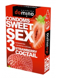 Презервативы для орального секса DOMINO Sweet Sex с ароматом клубничного коктейля  - 3 шт. - Domino - купить с доставкой в Сызрани