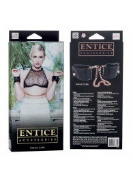 Черные мягкие наручники Entice French Cuffs с цепью - California Exotic Novelties - купить с доставкой в Сызрани