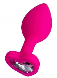 Розовая анальная втулка Diamond Heart с прозрачным кристаллом - 8 см. - ToyFa - купить с доставкой в Сызрани