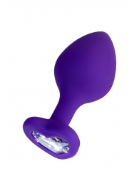 Фиолетовая анальная втулка Diamond Heart с прозрачным кристаллом - 8 см. - ToyFa - купить с доставкой в Сызрани