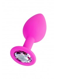 Розовая анальная втулка Brilliant с прозрачным кристаллом - 7 см. - ToyFa - купить с доставкой в Сызрани