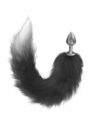 Серебристая анальная пробка с черным хвостом Galaxy - Lola Games - купить с доставкой в Сызрани