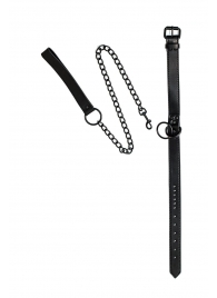 Черный ошейник Sin с поводком - Lola Games - купить с доставкой в Сызрани