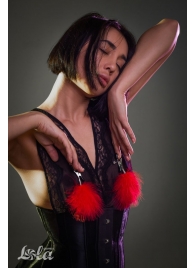 Зажимы на соски с красным пухом Euphoric - Lola Games - купить с доставкой в Сызрани