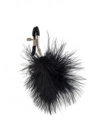 Зажимы на соски с черным пухом Euphoric - Lola Games - купить с доставкой в Сызрани