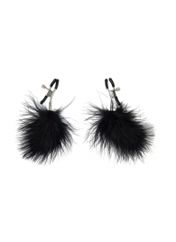 Зажимы на соски с черным пухом Euphoric - Lola Games - купить с доставкой в Сызрани