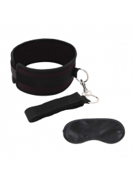 Черный ошейник с длинным поводком Collar and Leash Set - Lux Fetish - купить с доставкой в Сызрани