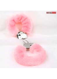 Металлические наручники с мягкой нежно-розовой опушкой - Notabu - купить с доставкой в Сызрани