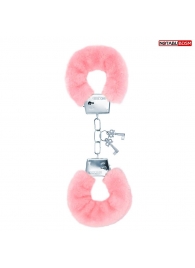 Металлические наручники с мягкой нежно-розовой опушкой - Notabu - купить с доставкой в Сызрани