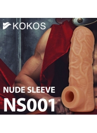 Телесная открытая насадка-реалистик с подхватом мошонки Nude Sleeve M - 12 см. - KOKOS - в Сызрани купить с доставкой