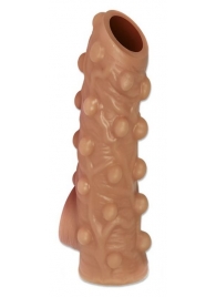 Телесная насадка с бугорками и открытой головкой Nude Sleeve L - 14 см. - KOKOS - в Сызрани купить с доставкой