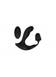 Черный вибромассажер простаты с эрекционным кольцом Strapped   Tapped - Zero Tolerance - в Сызрани купить с доставкой