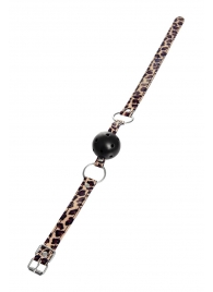 Черный кляп-шар на леопардовых ремешках Anonymo - ToyFa - купить с доставкой в Сызрани