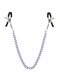 Зажимы для сосков с фиолетовой цепочкой Sweet Caress Nipple Chain - Sweet Caress - купить с доставкой в Сызрани