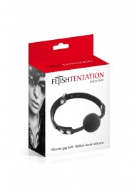 Черный силиконовый кляп-шарик на ремешках - Fetish Tentation - купить с доставкой в Сызрани