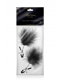 Зажимы на соски с черными пуховыми кисточками Sweet Caress Feather Nipple Clumps - Sweet Caress - купить с доставкой в Сызрани