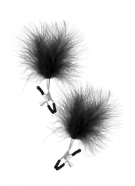 Зажимы на соски с черными пуховыми кисточками Sweet Caress Feather Nipple Clumps - Sweet Caress - купить с доставкой в Сызрани