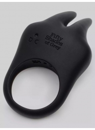 Черное эрекционное виброкольцо Sensation Rechargeable Vibrating Rabbit Love Ring - Fifty Shades of Grey - в Сызрани купить с доставкой