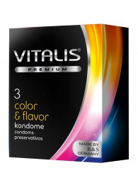 Цветные ароматизированные презервативы VITALIS PREMIUM color   flavor - 3 шт. - Vitalis - купить с доставкой в Сызрани
