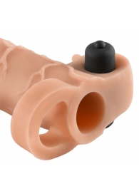 Телесная вибронасадка с кольцом Vibrating Real Feel 2 Extension - 16 см. - Pipedream - в Сызрани купить с доставкой