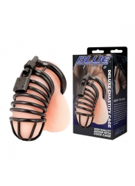 Черная металлическая клетка с замком Deluxe Chastity Cage - BlueLine - купить с доставкой в Сызрани