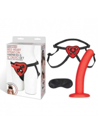 Красный поясной фаллоимитатор Red Heart Strap on Harness   5in Dildo Set - 12,25 см. - Lux Fetish - купить с доставкой в Сызрани