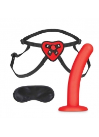 Красный поясной фаллоимитатор Red Heart Strap on Harness   5in Dildo Set - 12,25 см. - Lux Fetish - купить с доставкой в Сызрани