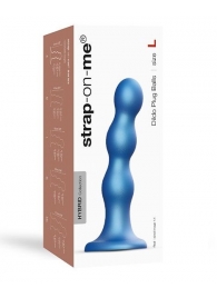 Голубая насадка Strap-On-Me Dildo Plug Balls size L - Strap-on-me - купить с доставкой в Сызрани