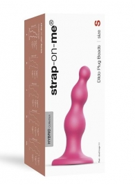 Розовая насадка Strap-On-Me Dildo Plug Beads size S - Strap-on-me - купить с доставкой в Сызрани