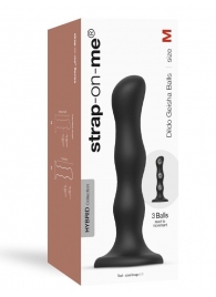 Черная насадка Strap-On-Me Dildo Geisha Balls size M - Strap-on-me - купить с доставкой в Сызрани