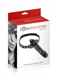 Черный кляп-фаллоимитатор Double Penis Gag - Fetish Tentation - купить с доставкой в Сызрани