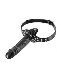 Черный кляп-фаллоимитатор Double Penis Gag - Fetish Tentation - купить с доставкой в Сызрани