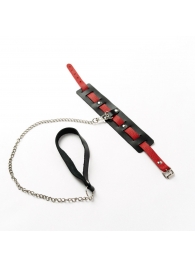 Черный ошейник с красным ремешком и поводком - Crazy Handmade - купить с доставкой в Сызрани