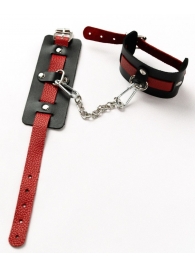 Черные оковы с красным декором и заклепками - Crazy Handmade - купить с доставкой в Сызрани