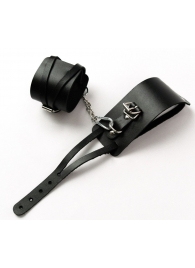 Черные кожаные оковы с креплением в виде веревочек - Crazy Handmade - купить с доставкой в Сызрани