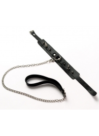 Черный ошейник с шипами и поводком - Crazy Handmade - купить с доставкой в Сызрани