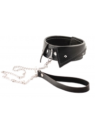 Черный ошейник-воротничок с металлическим поводком - Crazy Handmade - купить с доставкой в Сызрани