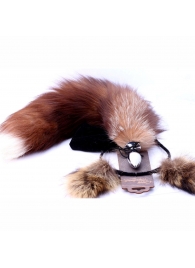 Игровой комплект: серебристая анальная пробка с пушистым хвостом и ободок-ушки - Crazy Handmade - купить с доставкой в Сызрани