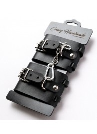 Черные кожаные наручники с ремешками - Crazy Handmade - купить с доставкой в Сызрани