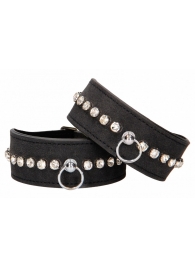 Черные наручники Diamond Studded Wrist Cuffs - Shots Media BV - купить с доставкой в Сызрани