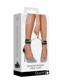 Черные поножи Diamond Studded Ankle Cuffs - Shots Media BV - купить с доставкой в Сызрани