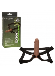 Коричневый фаллопротез Life-Like Extension with Harness - 17,75 см. - California Exotic Novelties - купить с доставкой в Сызрани